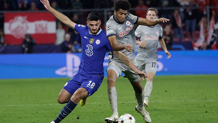 RB Salzburg vs Chelsea di Liga Champions. Copyright: © REUTERS/Leonhard Foeger