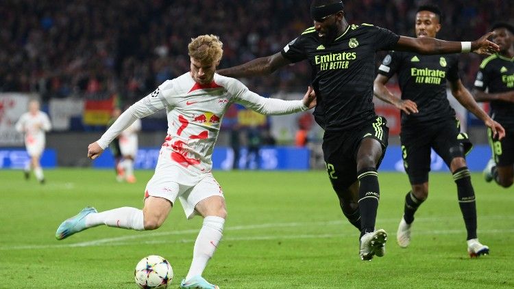 Aksi Timo Werner di laga RB Leipzig vs Real Madrid (26/10/22). (Foto: REUTERS/Annegret Hilse) Copyright: © REUTERS/Annegret Hilse