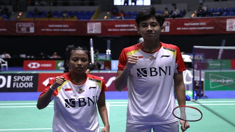 Marwan Faza/Jessica Maya Rismawardani di Kejuaraan Dunia Junior 2022 Copyright: © PP PBSI