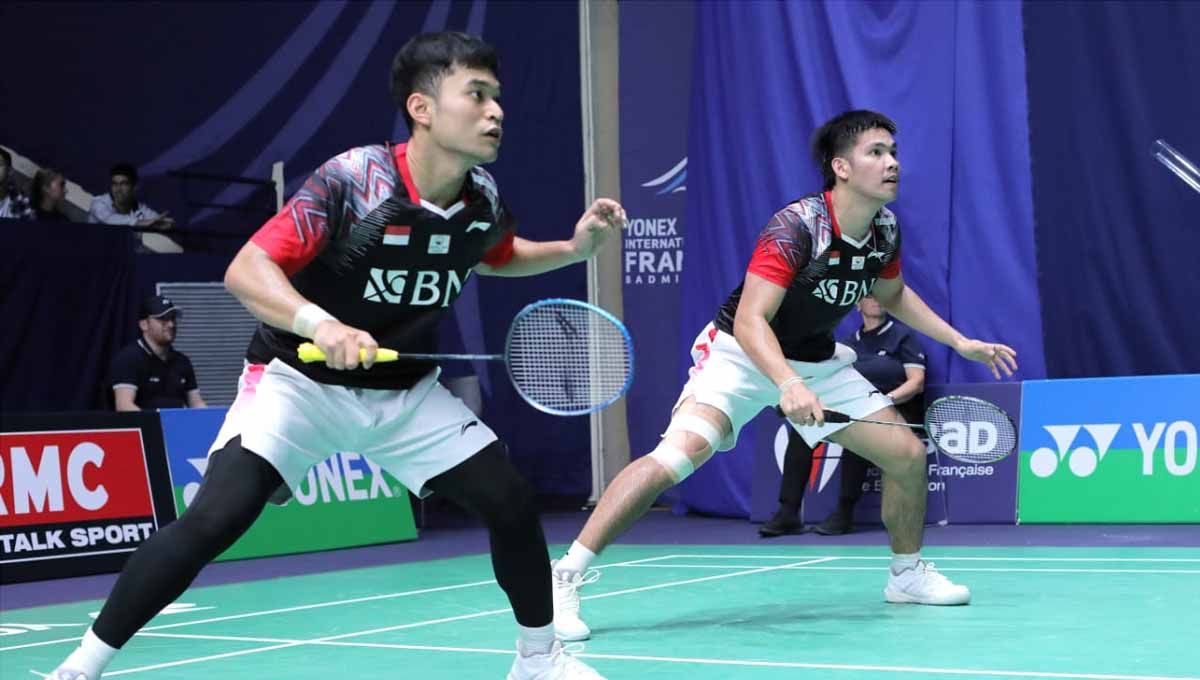 Pasangan ganda putra Indonesia, Leo Rolly Carnando/Daniel Marthin tampil di Hylo Open 2022. (Foto: PBSI) Copyright: © PBSI