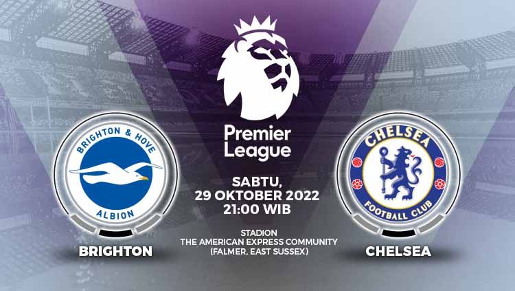 Berikut link live streaming Liga Inggris antara Brighton vs Chelsea City pada Sabtu (29/10/22), mulai pukul 21:00 WIB. Copyright: © Grafis: Yuhariyanto/INDOSPORT
