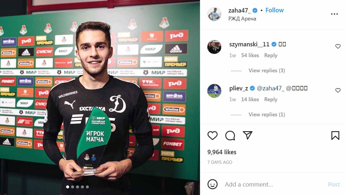 Arsen Zakharyan, pemain Dynamo Moscow yang selangkah lagi bergabung Chelsea. (Foto: Instagram@zaha47_) Copyright: © Instagram@zaha47_