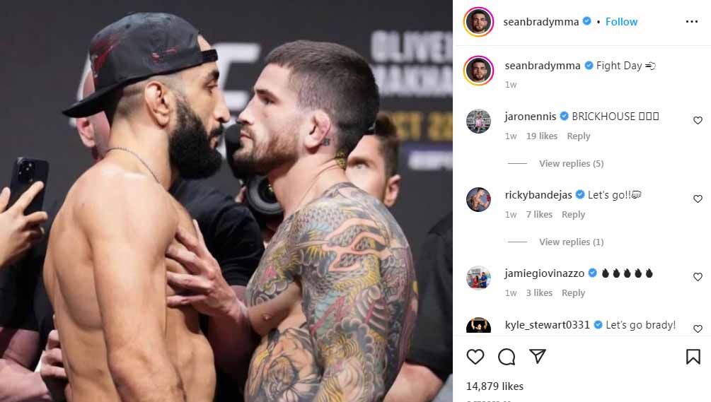 Sean Brady vs Belal Muhammad dalam gelaran UFC 280, Minggu (23/10/2022) dini hari WIB, Abu Dhabi, Uni Emirat Arab. (Foto: Instagram@seanbradymma) Copyright: © Instagram@seanbradymma
