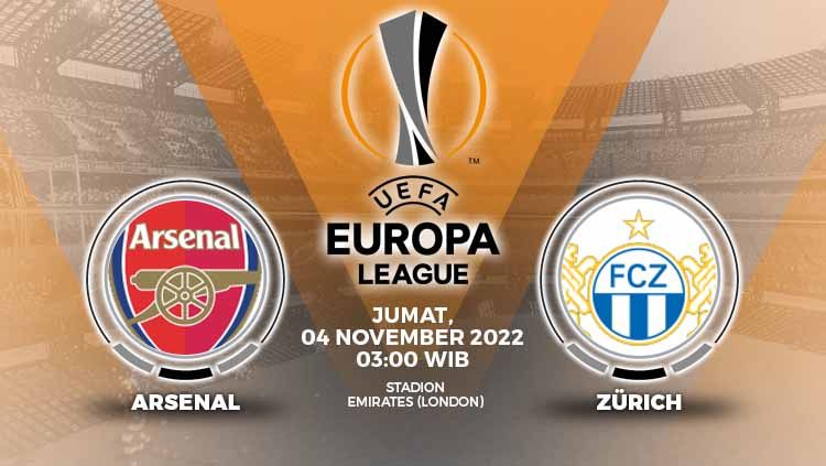 Berikut adalah link live streaming pertandingan lanjutan Grup A Liga Europa 2022/23 antara Arsenal vs Zurich. Copyright: © Grafis: Yuhariyanto/INDOSPORT