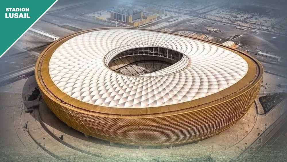 Berikut adalah profil salah satu stadion yang akan digunakan untuk menyelenggarakan Piala Dunia 2022, Lusail Iconic Stadium.(Foto: Instagram@lusailstadiumofficial) Copyright: © Grafis: Yuhariyanto/INDOSPORT