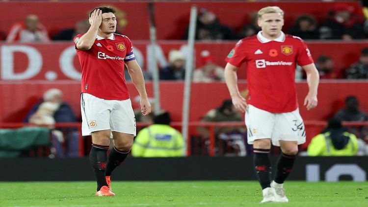 Harry Maguire di laga Piala Liga Inggris antara Manchester United vs Aston Villa Reuters/Carl Recine Copyright: © reutersconnect.com