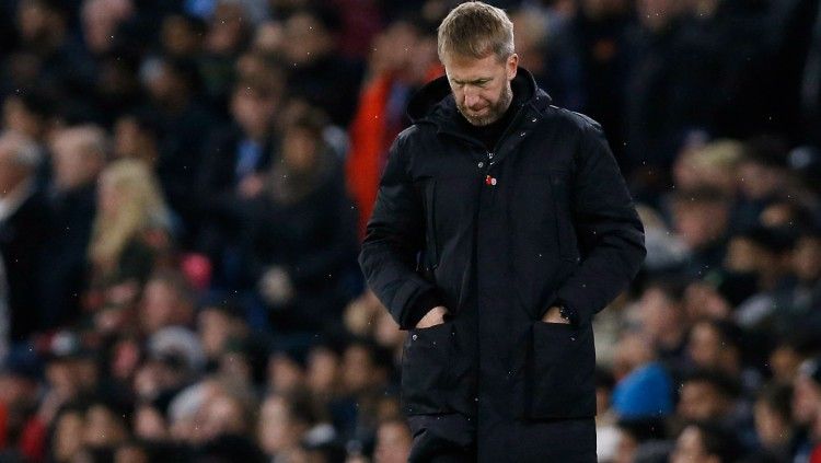 Graham Potter kini menjadi pelatih terburuk dalam 27 tahun terakhir, menyusul hasil imbang West Ham United vs Chelsea di Liga Inggris. (Foto: REUTERS/Craig Brough) Copyright: © REUTERS/Craig Brough