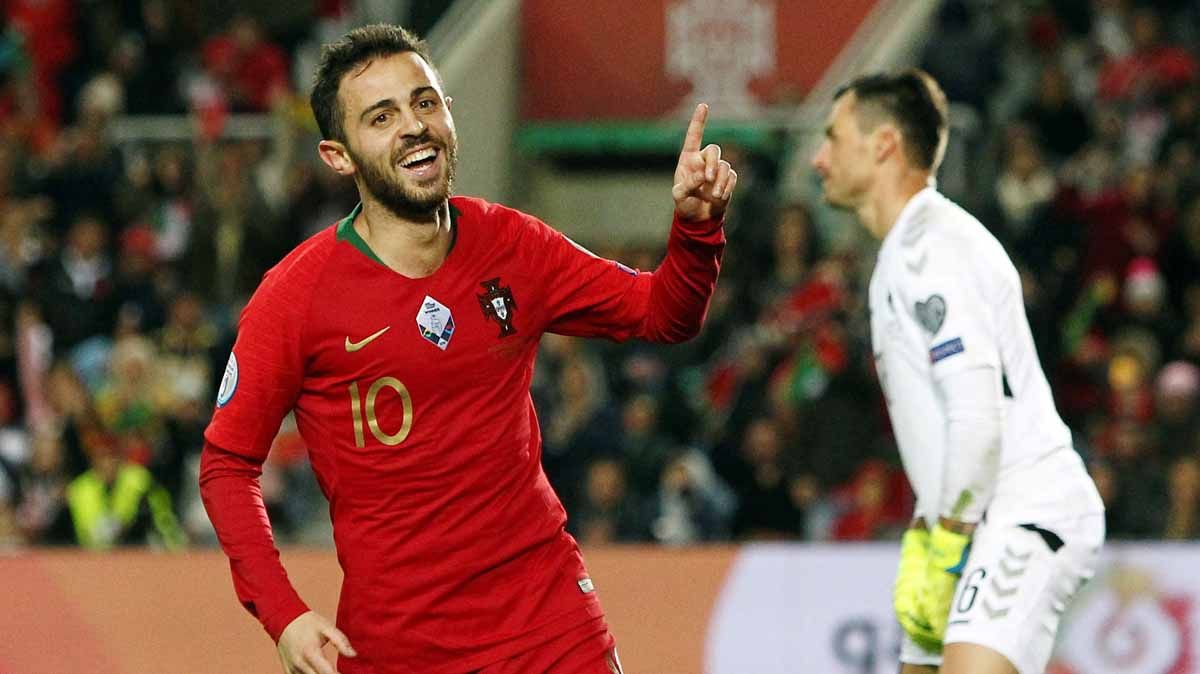 Bernardo Silva, pemain Timnas Portugal. (Foto: REUTERS/Pedro Nunes) Copyright: © REUTERS/Pedro Nunes