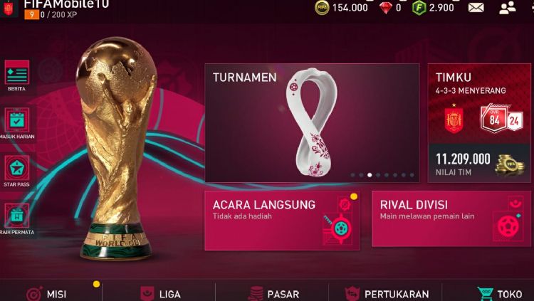 EA Sports resmi merilis Mode FIFA World Cup 2022 dalam game sepak bola FIFA Mobile. Copyright: © EA Sports