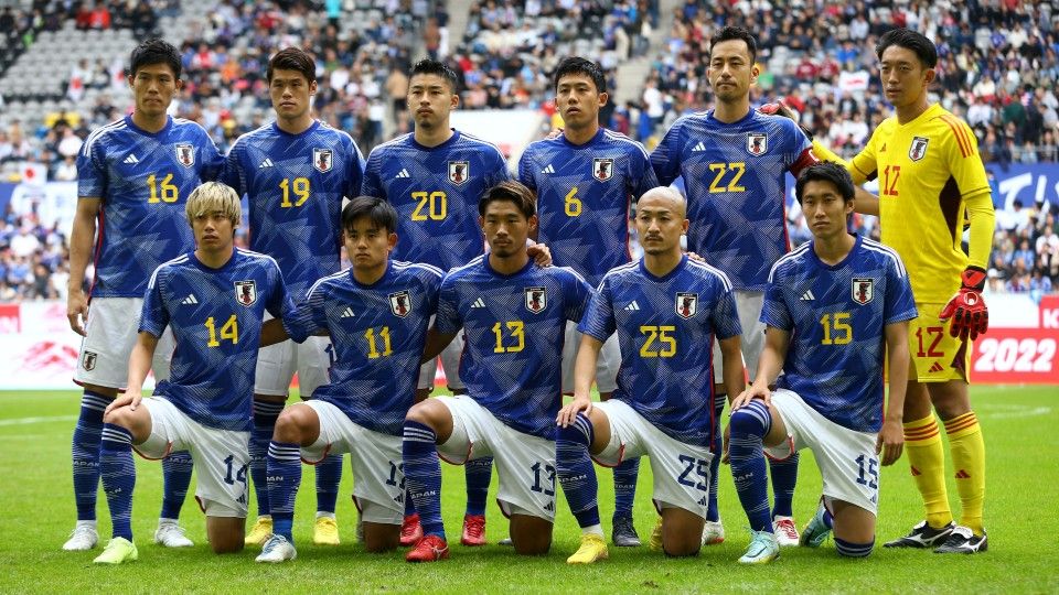 Tim Nasional Jepang ketika menjalani pertandingan persahabatan melawan Amerika Serikat di Merkur Spiel-Arena, Dusseldorf. REUTERS/Thilo Schmuelgen Copyright: © REUTERS/Thilo Schmuelgen