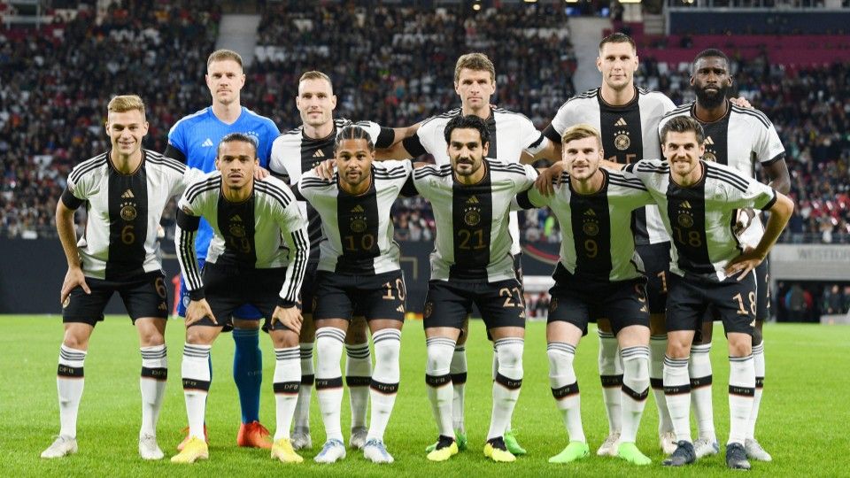 Tim Nasional Jerman ketika menjalani pertandingan UEFA Nations League melawan Hungaria di Red Bull Arena, Leipzig. REUTERS/Annegret Hilse Copyright: © REUTERS/Annegret Hilse