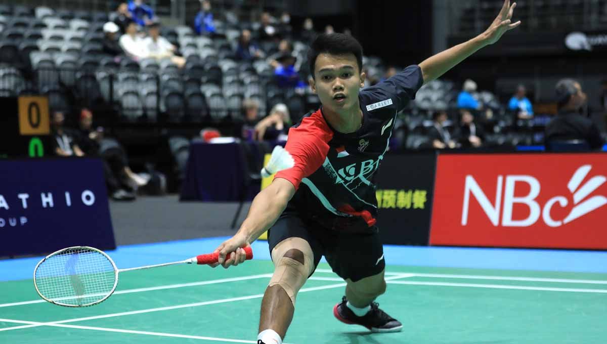 Hasil babak 16 besar Spain Masters 2023 antara Christian Adinata vs Rasmus Gemke dalam ajang Spain Masters 2023, Kamis (30/03/23), berakhir dengan skor 20-22 dan 15-21. (Foto: PBSI) Copyright: © PBSI