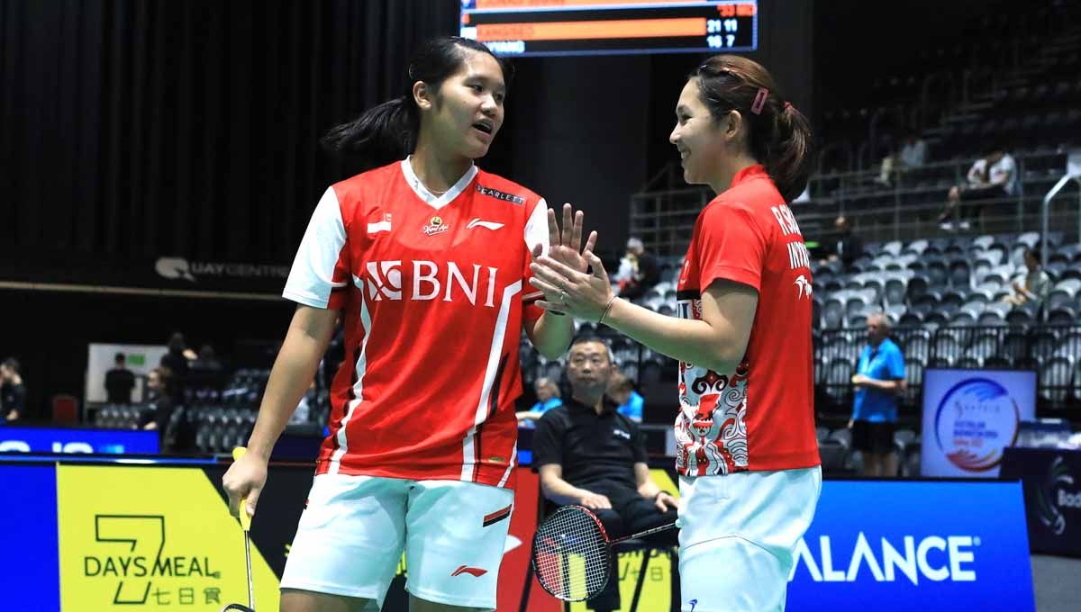 Pasangan ganda putri Lanny Tria Mayasari/Ribka Sugiarto cuma memberikan tujuh angka untuk lawannya di Badminton Asia Mixed Team Championships 2023. Foto: PBSI. Copyright: © PBSI