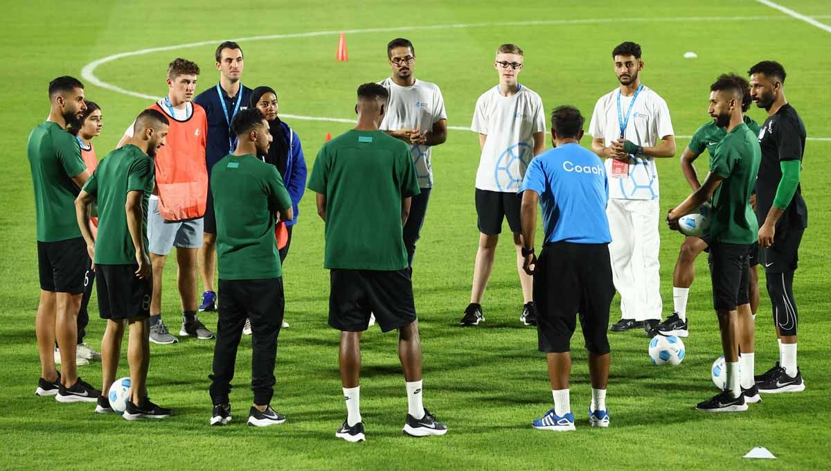 Timnas Arab Saudi, peserta Piala Dunia Qatar 2022. (Foto: REUTERS/Ibraheem Al Omari) Copyright: © REUTERS/Ibraheem Al Omari