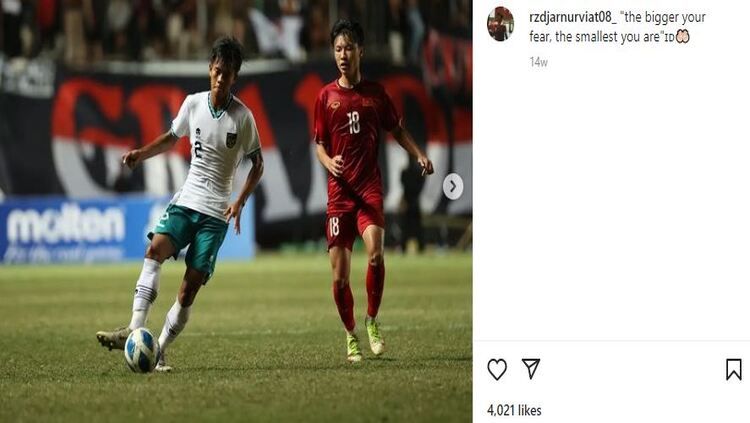 Rizdjar Nurviat Subagja, pemain Timnas Indonesia U-16 dan Garuda Select 5 yang dijuluki sebagai adik Egy Maulana Vikri. Copyright: © Instagram @rzdjarnurviat08_