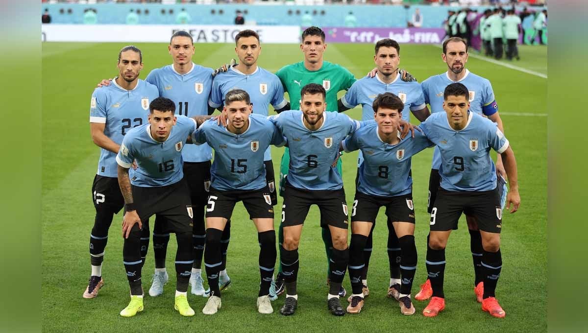 Skuat Timnas Uruguay di Grup H Piala Dunia Qatar 2022. (Foto: REUTERS/Kim Hong-Ji) Copyright: © REUTERS/Kim Hong-Ji
