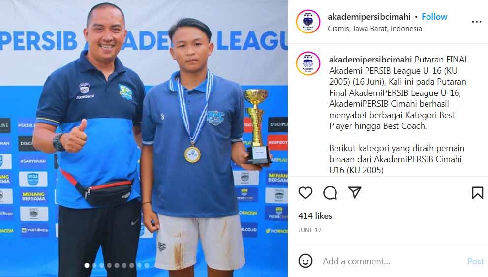 Profil pemain Garuda Select 5, Muhammad Darel Valentino, bibit muda dari Persib Bandung yang akan mentas di Inggris. (Foto: Instagram@akademipersibcimahi) Copyright: © Instagram@akademipersibcimahi