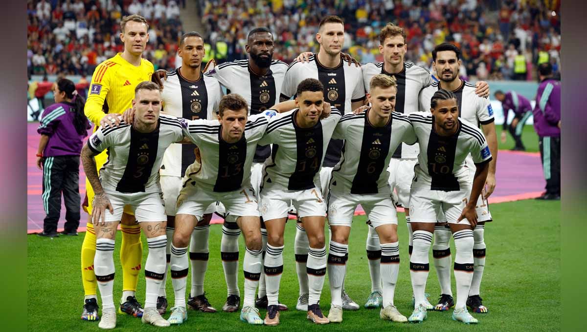 Skuat Jerman di grup E Piala Dunia Qatar 2022 sebelum pertandingan. (Foto: REUTERS/John Sibley) Copyright: © REUTERS/John Sibley