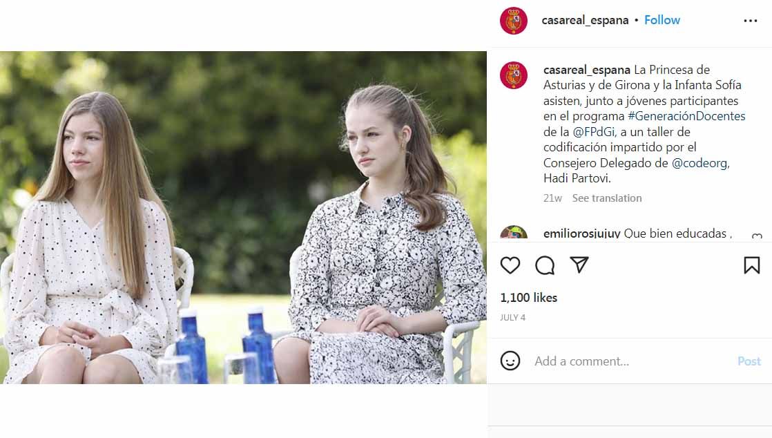 Princess Leonor (kanan), putri sulung Raja Felipe VI and Ratu Letizia dari Spanyol. Foto: Instagram@casareal_espana. Copyright: &copy; Instagram@casareal_espana