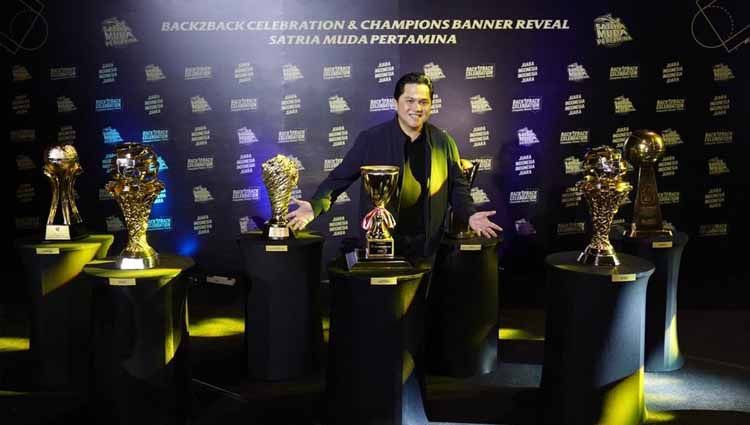 Erick Tohir di acara Back2Back Celebration and Champhions Satria Muda di Jakarta, Sabtu (03/12/22). Copyright: © Satria Muda