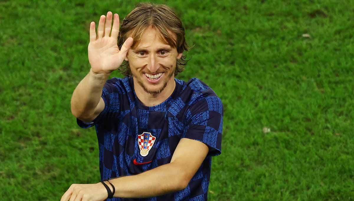 Kapten Timnas Kroasia Luka Modric merayakan saat Kroasia melaju ke babak perempat final. (Foto: REUTERS/Lee Smith) Copyright: © REUTERS/Lee Smith