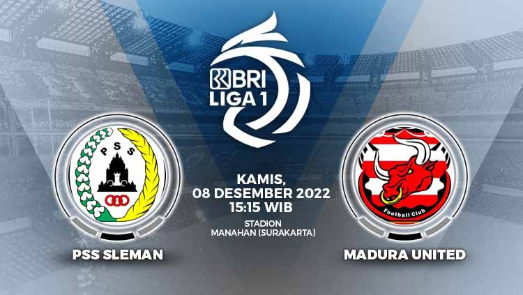 PSS Sleman dikalahkan oleh Madura United 0-1 pada lanjutan Liga 1 di Stadion Manahan Solo, Kamis (08/12/22). Copyright: © Grafis: Yuhariyanto/INDOSPORT