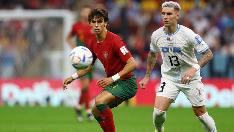 Joao Felix dirumorkan akan meninggalkan Atletico Madrid pada bursa transfer musim dingin 2023 dengan opsi bergabung ke Arsenal atau Manchester United. (Foto: REUTERS/Kai Pfaffenbach_. Copyright: © REUTERS/Kai Pfaffenbach