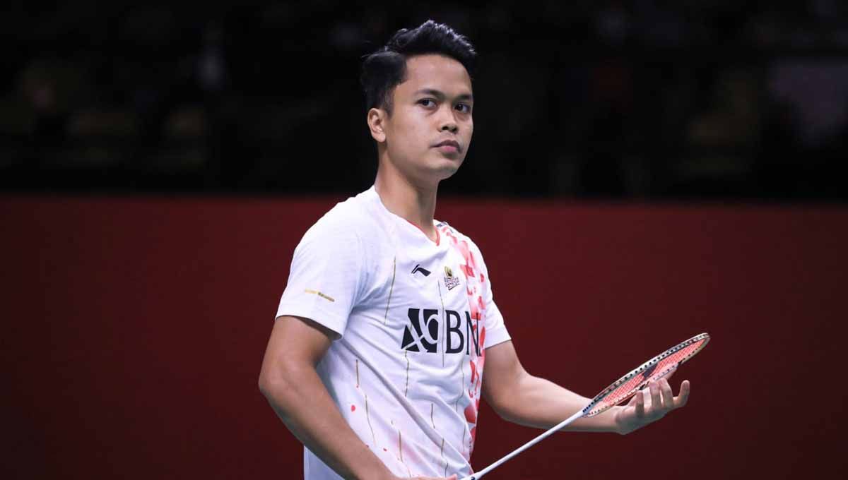 Hasil babak penyisihan grup BWF World Tour Finals 2022, Jumat (09/12/22) antara Anthony Sinisuka Ginting vs Loh Kean Yew dengan skor 21-12, dan 23-21. (Foto: PBSI) Copyright: © PBSI