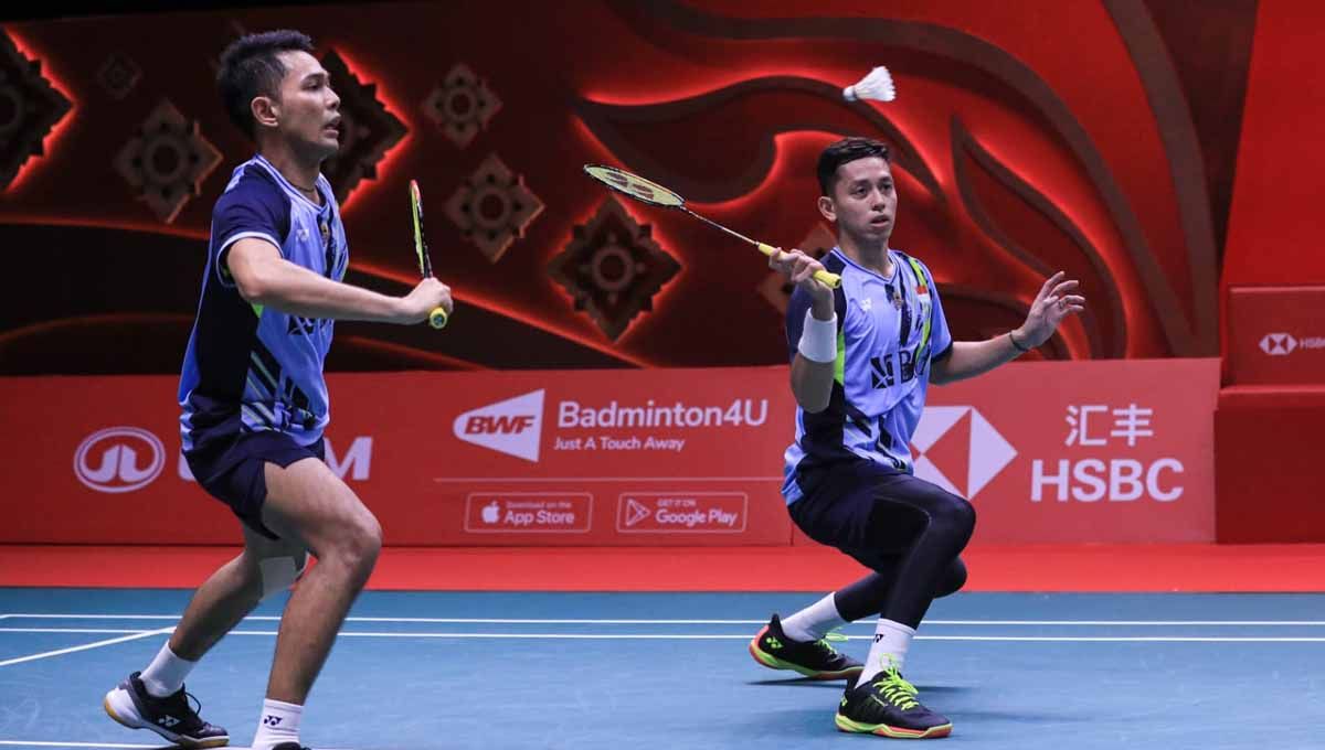 Ganda putra Indonesia, Fajar Alfian/Muhammad Rian Ardianto, mengaku tak khawatir jelang laga babak semifinal BWF World Tour Finals 2022. (Foto: PBSI) Copyright: © PBSI