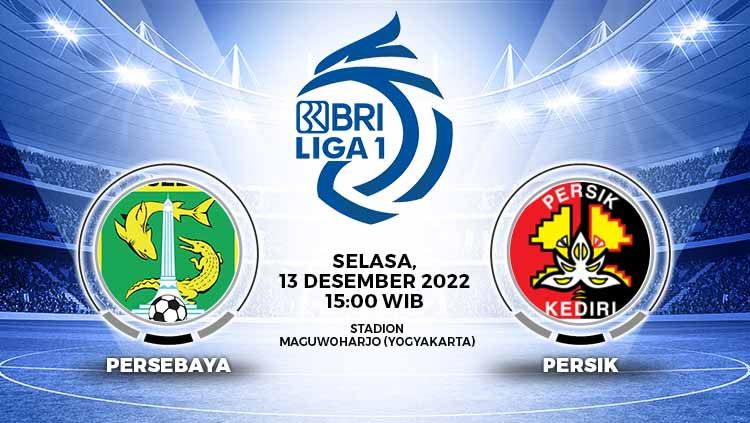 Pertandingan pekan ke-14 Liga 1 2022/23 antara Persebaya Surabaya vs Persik Kediri, berakhir imbang dengan skor 1-1, Selasa (13/12/22). Copyright: © Grafis: Yuhariyanto/INDOSPORT