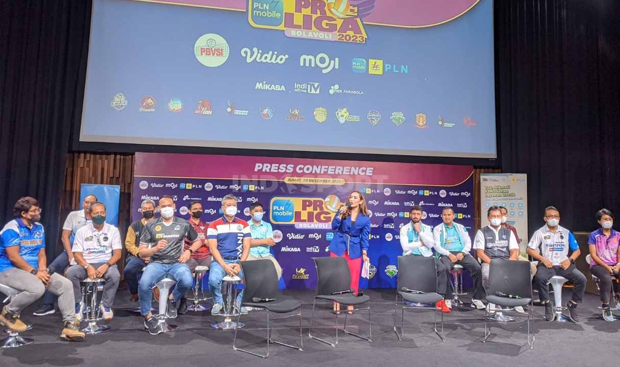 Press Conference Pro Liga Bola Voli 2023, Jumat (30/12/22). (Foto: Ammara Marthiara/INDOSPORT) Copyright: © Ammara Marthiara/INDOSPORT