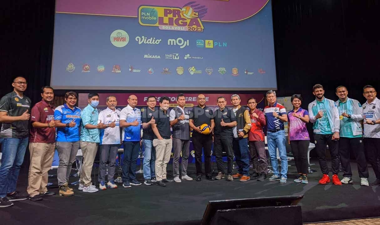 Press Conference Pro Liga Bola Voli 2023, Jumat (30/12/22). (Foto: Ammara Marthiara/INDOSPORT) Copyright: © Ammara Marthiara/INDOSPORT