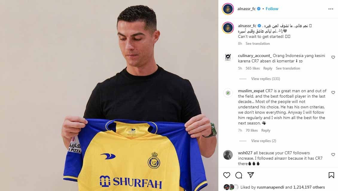 Cristiano Ronaldo gabung Al-Nassr FC. (Foto: Instagram@alnassr_fc) Copyright: © Instagram@alnassr_fc