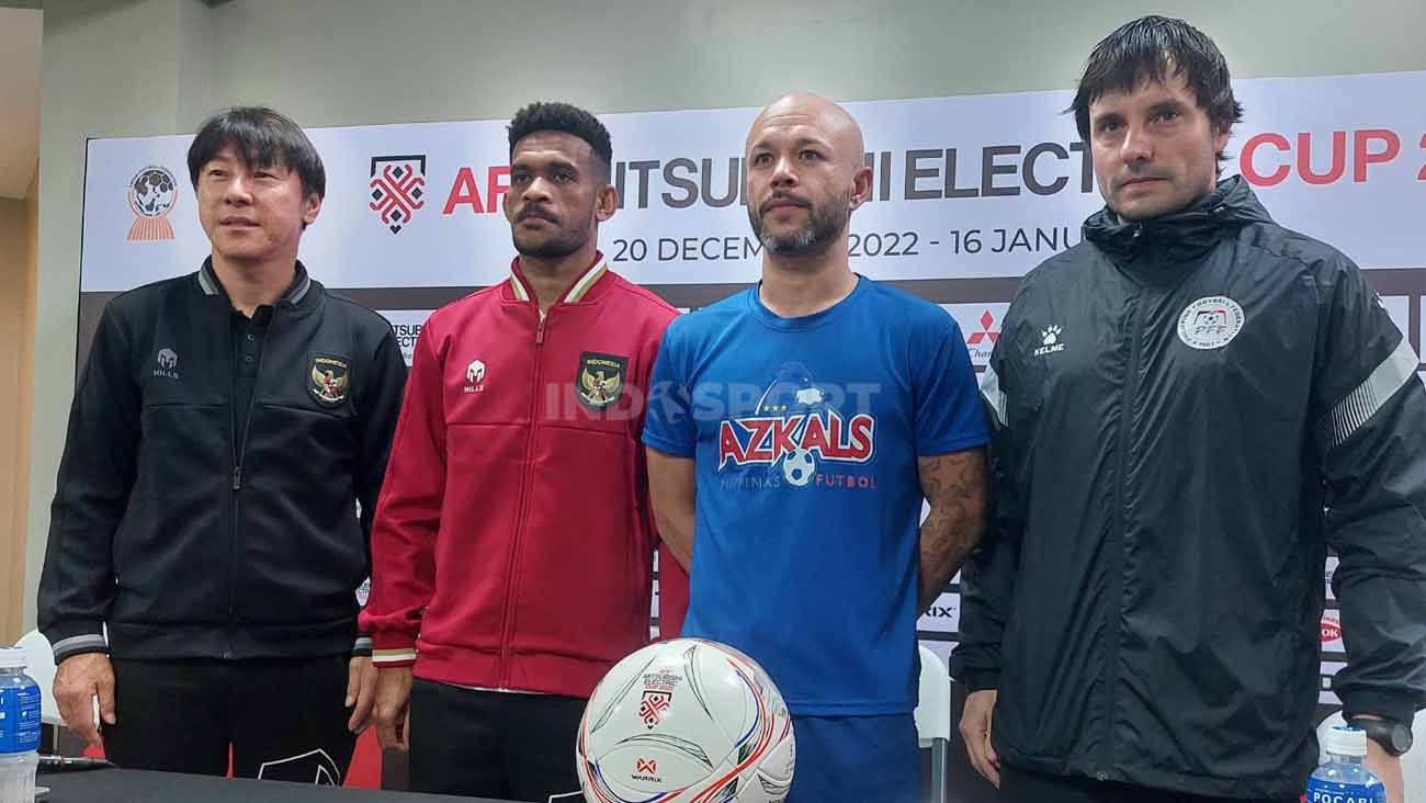 Konferensi pers jelang pertandingan Filipina vs Timnas Indonesia di Piala AFF 2022, yang digelar pada Minggu (01/01/23). Foto: Zainal Hasan/INDOSPORT. Copyright: © Zainal Hasan/INDOSPORT