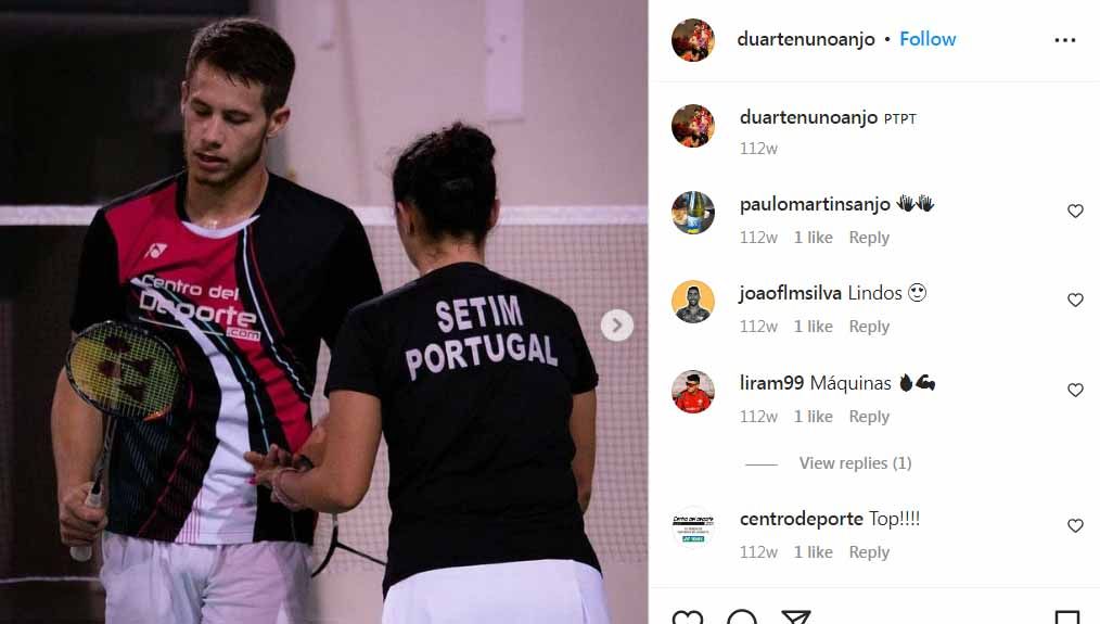 Duarte Nuno Anjo, pebulutangkis tunggal putra asal Portugal yang pernah bikin Viktor Axelsen gentar. (Foto: Instagram@duartenunoanjo) Copyright: © Instagram@duartenunoanjo