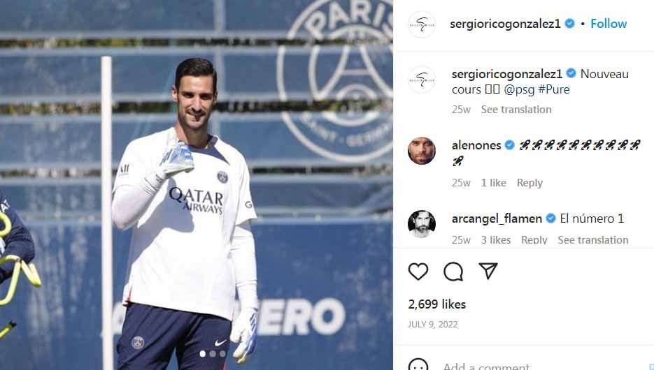 Kiper Paris Saint-Germain (PSG), Sergio Rico dalam kondisi kritis di rumah sakit usai kepalanya disepak kuda saat sedang berolahraga. (Foto: Instagram@sergioricogonzalez1) Copyright: © Instagram@sergioricogonzalez1