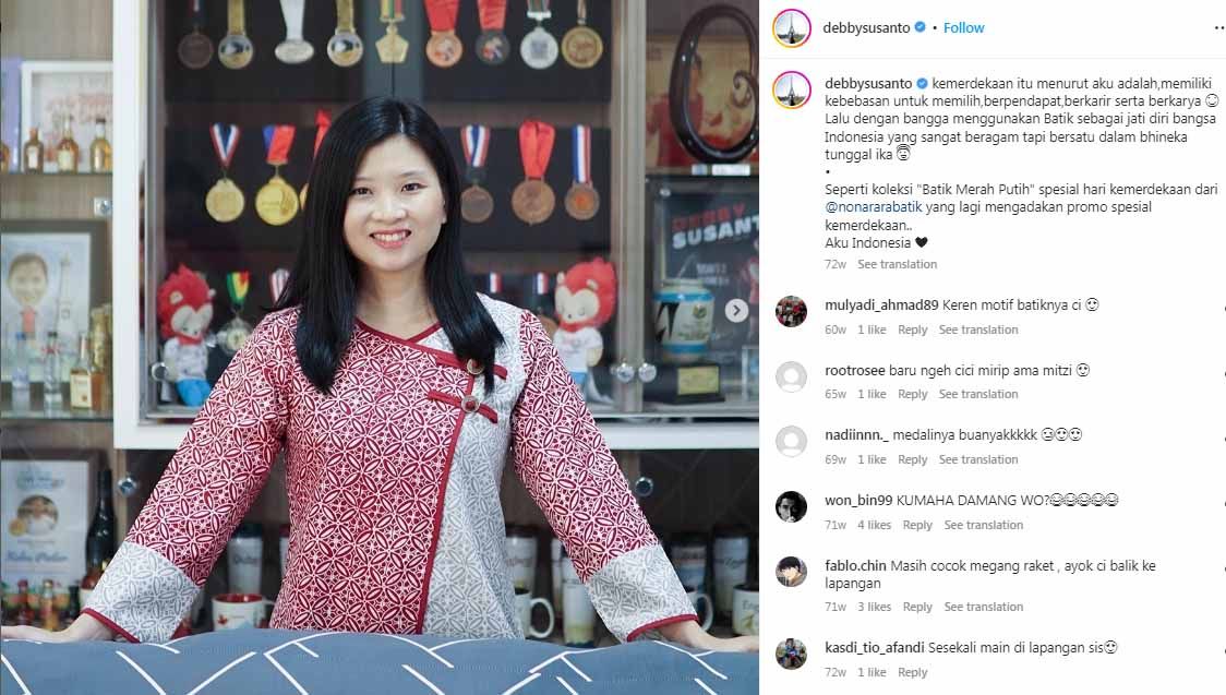 Legenda bulutangkis Indonesia, Debby Susanto, menggandeng selebgram kenamaan Indonesia yakni Jerome Polin jadi parter di ganda campuran. Copyright: © Instagram@debbysusanto