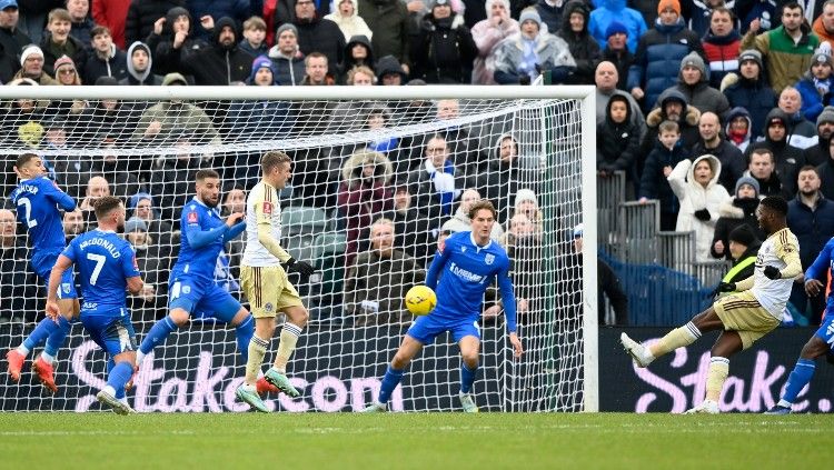 Kelechi Iheanacho mencetak gol di laga Gillingham FC vs Leicester City (07/01/23). (Foto: REUTERS/Toby Melville) Copyright: © REUTERS/Toby Melville