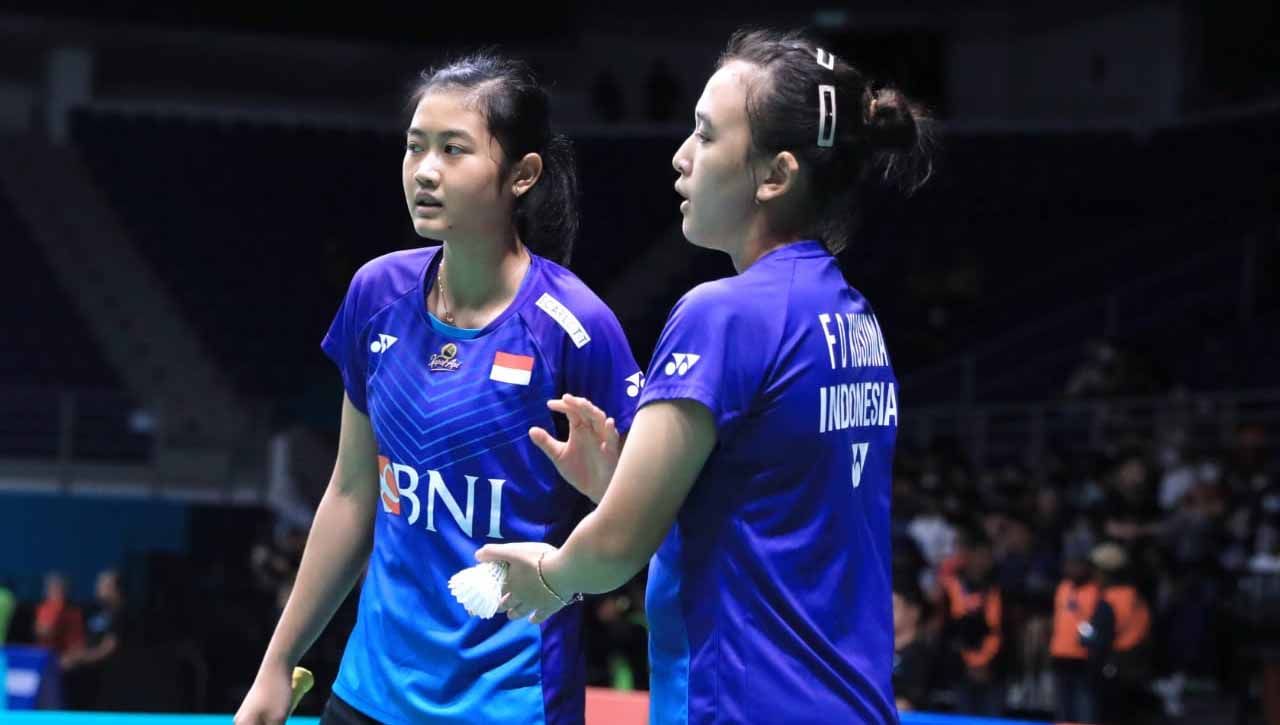Hasil pertandingan babak 16 besar Thailand Masters 2023, Kamis (2/2/23) antara Febriana Dwipuji Kusuma/Amalia Cahaya Pratiwi vs Li Yijing/Luo Xumin. Copyright: © PBSI