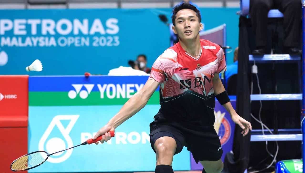 Tunggal putra Indonesia, Jonatan Christie gagal melenggang ke perempat final usai dikalahkan Kenta Nishimoto (Jepang) di babak kedua Malaysia Open 2023. (Foto: PBSI) Copyright: © PBSI