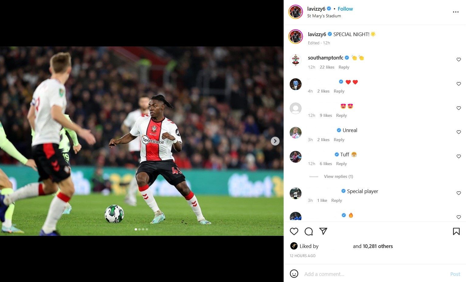 Romeo Lavia, Pemain Southampton Copyright: © Instagram: lavizzy6