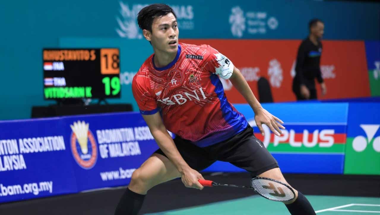 Tunggal putra Indonesia, Shesar Hiren Rhustavito di Malaysia Open 2023. (Foto: PBSI) Copyright: © PBSI