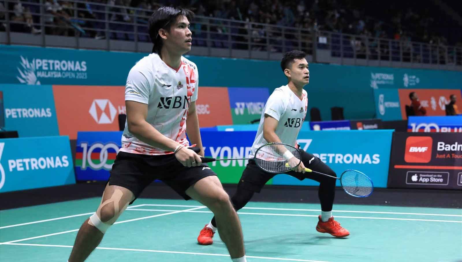 Ganda putra Indonesia, Leo Rolly Carnando/Daniel Marthin di Malaysia Open 2023. Kini mereka melaju ke final Thailand Masters 2023. (Foto: PBSI) Copyright: © PBSI
