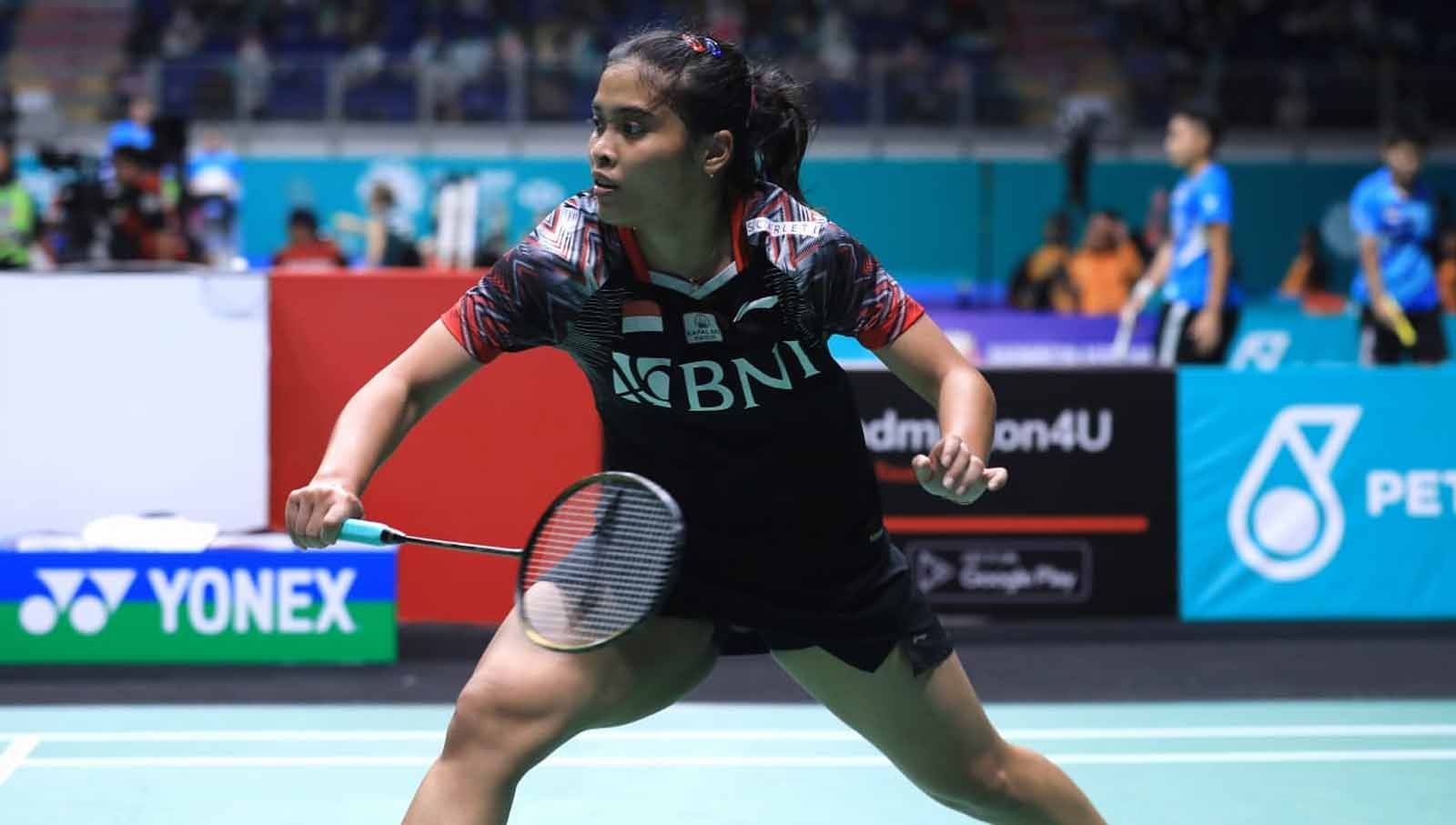 Tunggal putri Indonesia, Gregoria Mariska Tunjung di Malaysia Open 2023. (Foto: PBSI) Copyright: © PBSI