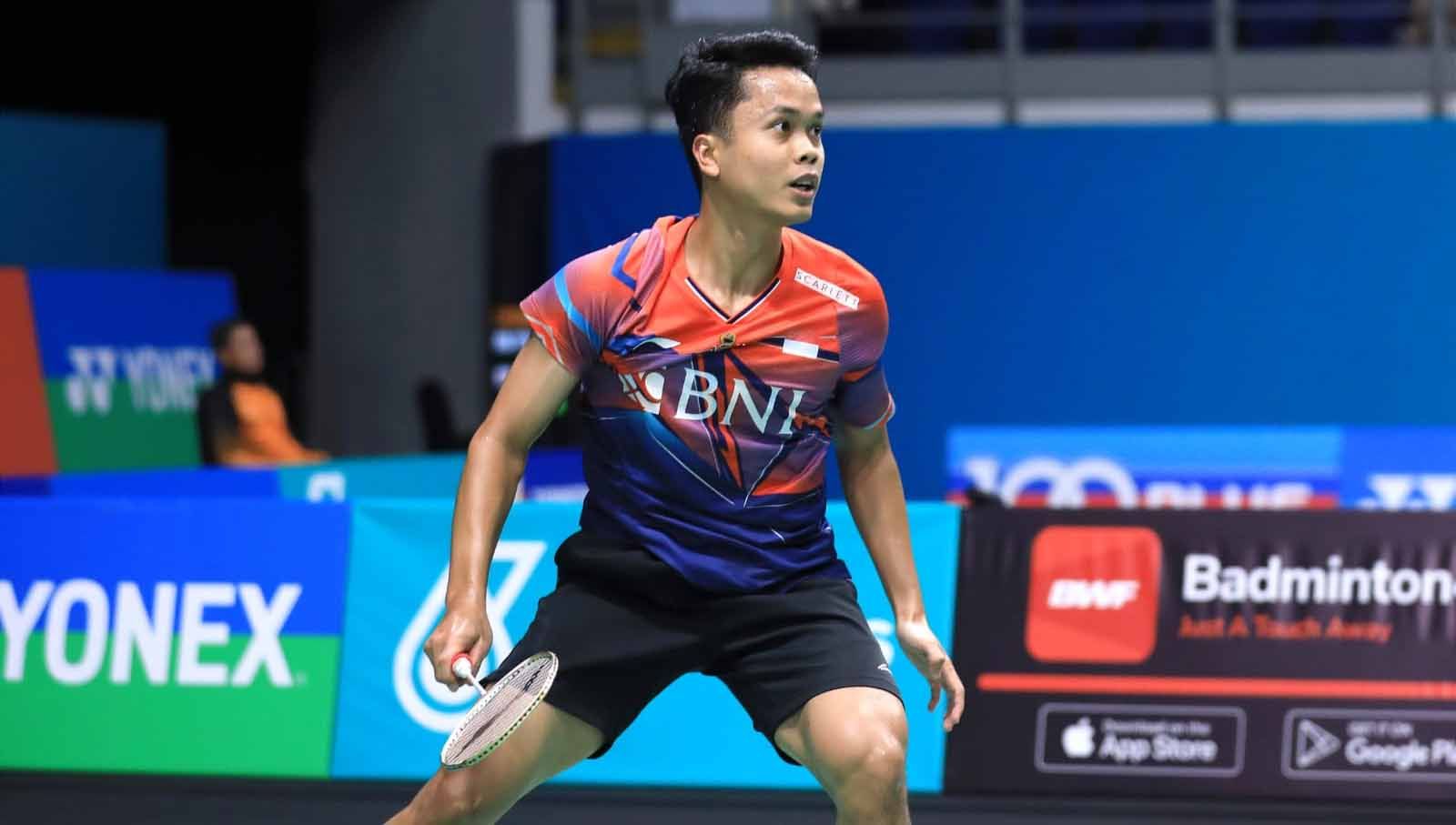 Tunggal putra Indonesia, Anthony Sinisuka Ginting di Malaysia Open 2023. (Foto: PBSI) Copyright: © PBSI