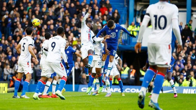 Kai Havertz mencetak gol di laga Liga Inggris 2022/23 Chelsea vs Crystal Palace (15/01/23). (Foto: REUTERS/Peter Cziborra) Copyright: © REUTERS/Peter Cziborra