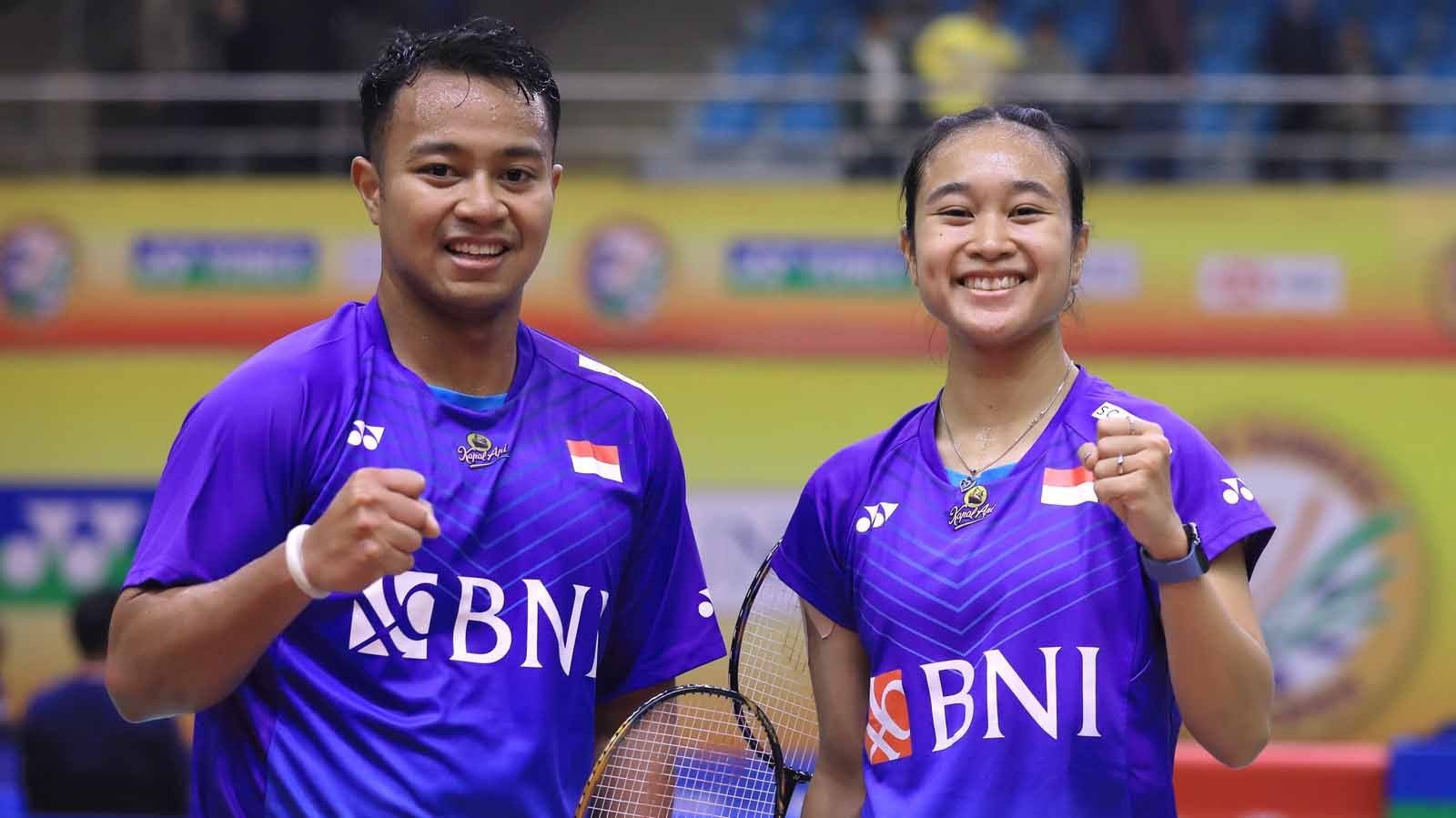 Pasangan ganda campuran Indonesia, Rehan Naufal Kusharjanto/Lisa Ayu Kusumawati di India Open 2023. Kini mereka melanjutkan perjuangan di Thailand Masters 2023. (Foto: PBSI) Copyright: © PBSI