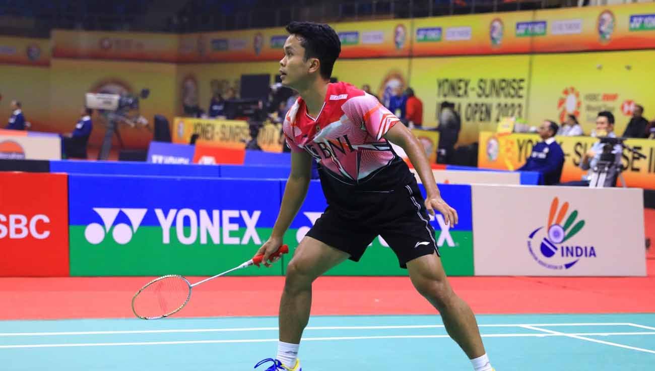 Tunggal putra Indonesia, Anthony Sinisuka Ginting di India Open 2023. (Foto: PBSI) Copyright: © PBSI