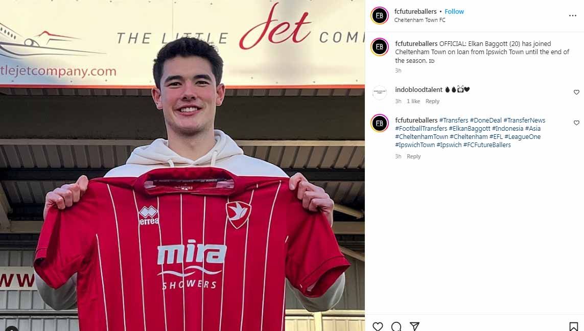 Bek Timnas Indonesia, Elkan Baggott, menjalani debut di kompetisi kasta ketiga Liga Inggris (League One), tetapi Cheltenham kalah dibantai Barnsley. (Foto: instagram@fcfutureballers) Copyright: © instagram@fcfutureballers