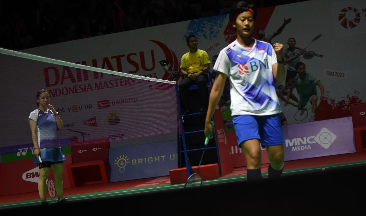 Tunggal putri Indonesia, Putri Kusuma Wardani berhasil mengalahkan tunggal putri Belgia, Lianne Tan pada babak kualifikasi Indonesia Masters 2023 di Istora Senayan, Selasa (24/01/23). Copyright: © Herry Ibrahim/INDOSPORT